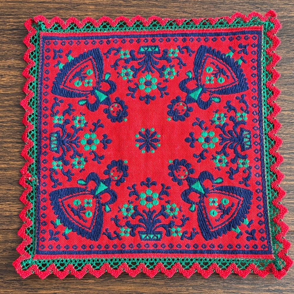 German embroidered hot pad trivet
